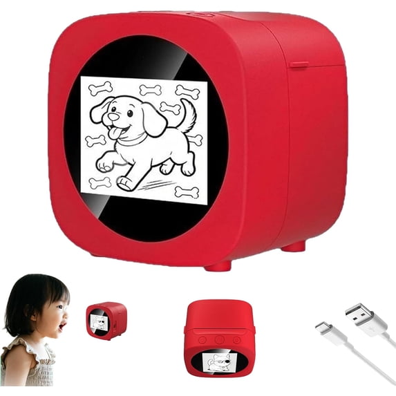 AI Voice Sticker Printer Box, Mini Inkless Thermal Label Maker w/Preview Display for Home, School, Office, Creative Organization, Rolls Paper Incl.