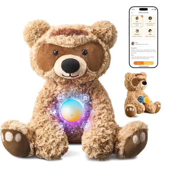 AI Talking Interactive Toy Figure, ChatGPT Powered Smart Storytelling Teddy Bear with Magnetic AI Reactor, Educational & Emotional Companion, Real-Time Voice Plush Stuffed Animal Toys for Kids Age 3+
