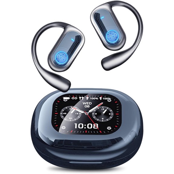 AI Translation Earbuds, Bluetooth 5.4 OWS Headphones with LCD Touch Screen, Real-Time Translator for 144 Languages & Accents, Audifonos Traductores Ingls Espaol, Ideal for Travel Business Learning