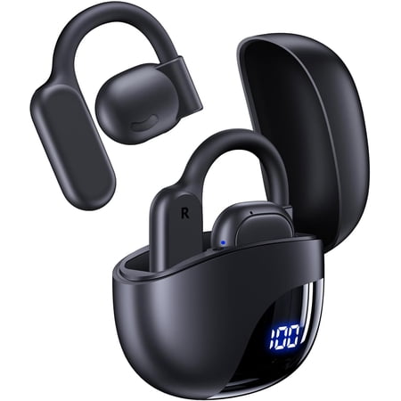 AI Translation Earbuds Real Time 164 Languages 80H Playtime Translator Ear Buds Audifonos Traductores Inglés Español Wireless Earphones Bluetooth AI Headphone for Travel Meeting Learning K08 Black