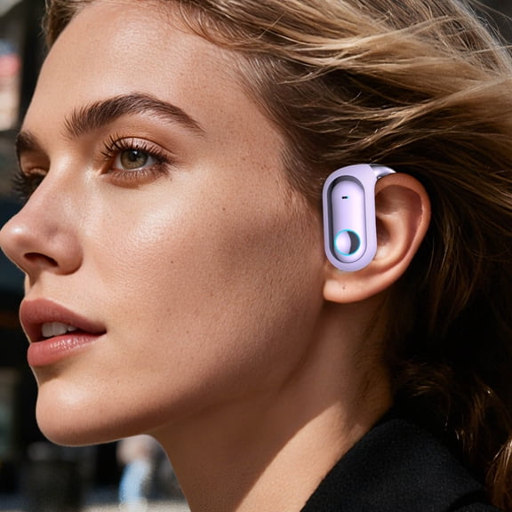 AI Translation Earbuds Real-Time Languages Translator Earbuds,4-in-1 Translation Device,Long Playtime with Memory Wire Ear Hook,Bluetooth 5.4 Headphones for Travel,Business,Learning (Purple)