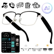 AI Translation Smart Glasses, 100+ Languages Real-Time Translator, Photochromic Lenses, GPT AI Chat, Meeting & Video Recording, Bluetooth Calling with HiFi Audio, Unisex