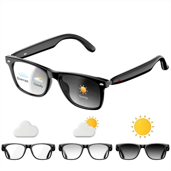 AI Translation Smart Glasses, 100+ Languages Real-Time Translator, Photochromic Lenses, Multifunctional Bluetooth Audio Glasses with AI Chat & Meeting Recording, Unisex
