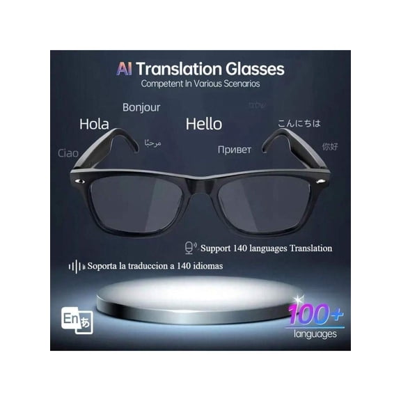 AI Translation Smart Glasses: Wireless Calling, 140 Languages, UV-Polarized Lens, HiFi Audio, USB Charging, Long Battery - Travel/Office Gift