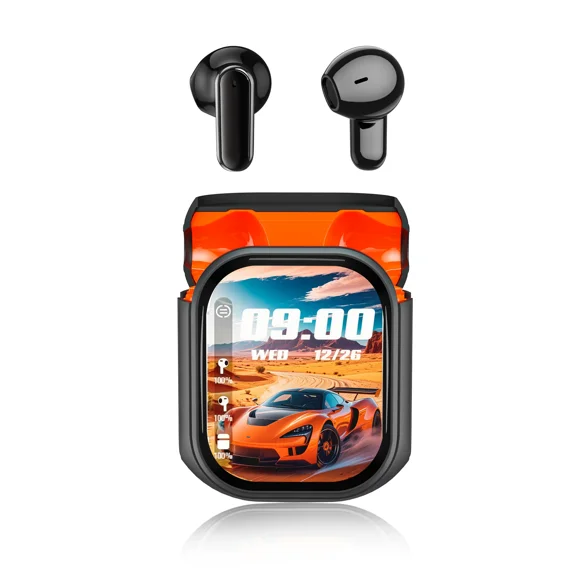 AI Translation Wireless Earbuds - NE20 Bluetooth 6.0, 130+ Language Translator, IPX5 Sweatproof for Running/Business, Black,With LED Touch Screen