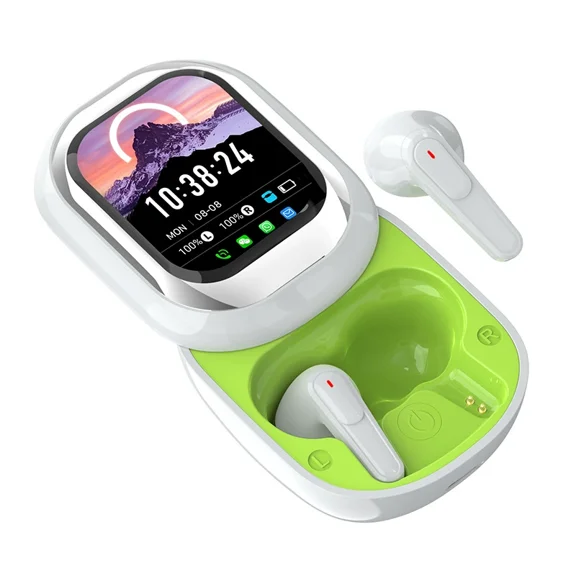 AI Translation Wireless Earbuds with Smart Touch Screen Case, Bluetooth 6.0 Noise Cancelling, 134+ Languages, IPX5 Waterproof, Black Color