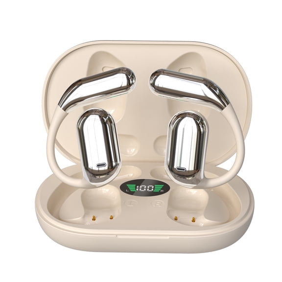 AI Translator Earbuds Real-Time Languages & Accents,3-in-1 Open Ear Wireless Bluetooth Earbuds with Charging Case,Translation Device for Travel Business Learning Compatible(Beige)