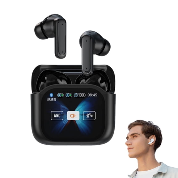 AI Translator Earbuds with Smart Display, Languages Wireless Translation Headphones Noise Cancelling for Travel Learning
