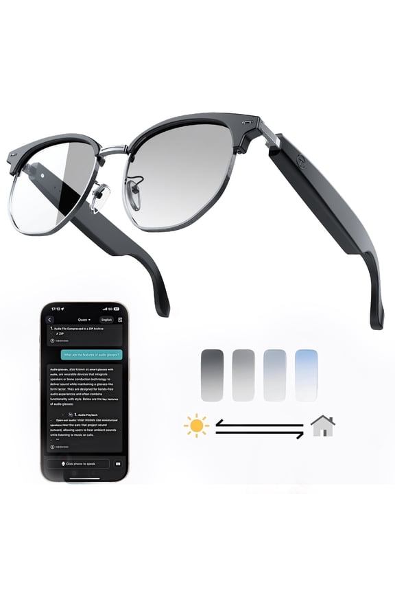 AI Translator Smart Sunglasses - 164 Language Real-Time Translation, UV400 Polarized Photochromic Lenses, Bluetooth 5.3, IPX5 Waterproof, Hands-Free Calling (Brown)