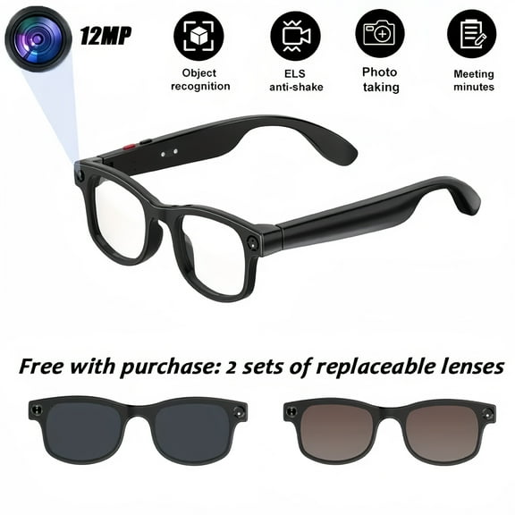 AI Video Glasses: 4K Recording, 12MP, Multi-Lang Translation | Wireless Calls, FPV Function | Cycling/Travel/Office Use, Holiday Gift