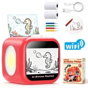 AI Sticker Printer, Portable Wireless Bluetooth Mini Thermal Printer, Inkless Pocket Drawing Printer for Children Coloring Sketch Study Notes DIY Cartoon Sticker, USB Rechargeable Educational Toy