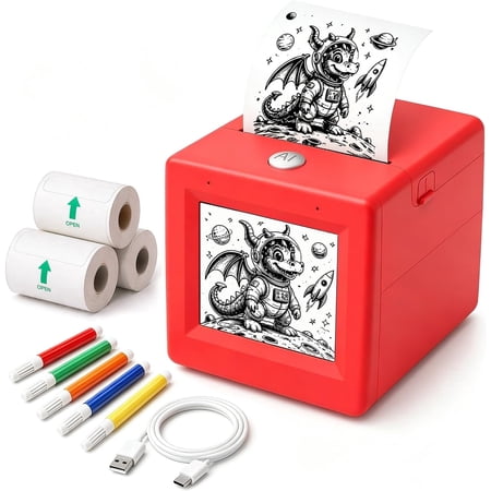 AI Voice-Powered Sticker Maker for Kids, Portable Thermal Printer with 6 Art Modes, Custom Sticker Machine Box for Journaling, School Projects & DIY Crafts, Creative Toy Gift for Boys Girls