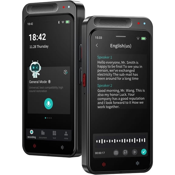 AI Voice Recorder, 80GB Digital Recorder with Unlimited Transcription, Summarize, Translation, Voice-to-Text Recorder Transcriber Supporting 13 Languages, Voice Recorder with Playback for Lectures