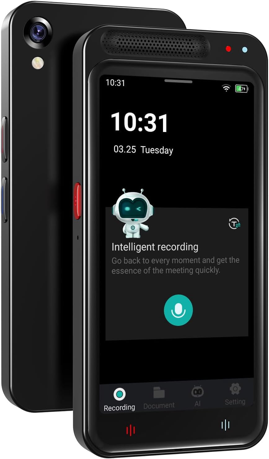 AI Voice Recorder, Digital Voice Recorder with Transcription & Summarize & Translation, 80GB Voice to Text Meeting Recorder and Transcriber, Support 143 Languages, AI Recorder Device for Lectures