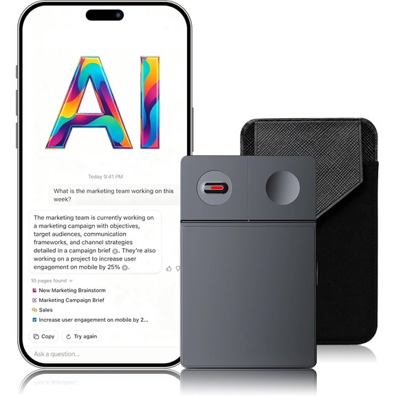 AI Voice Recorder with Free Transcription, 64GB AI Note Taker with GPT Chat, Real-Time 126 Language Translator, Voice to Text & Auto Meeting Summary for Meetings & Calls, Professionals & Teams