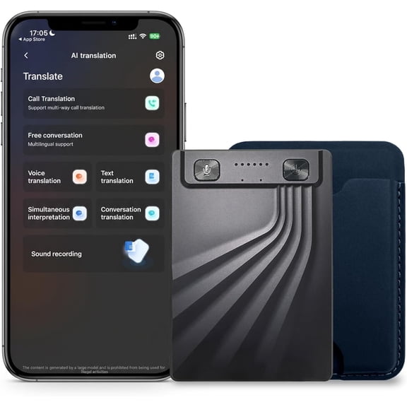 AI Voice Recorder with Real-Time Interpreter, AI Transcription, Summarize, 120+ Languages, Note Taker and Live Translation for Calls and Meetings, Ultra-Slim, APP Control, Case Included