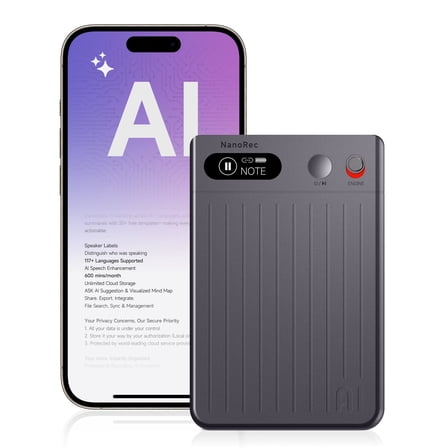 Soifcik AI Voice Recorder, 64GB Audio Transcriber ,73H Battery, USB-C Fast Charge, Magnetic Clip, 118-Language Transcription, AI Noise Cancellation, App Control, for Lectures, Meetings, Calls- Gray