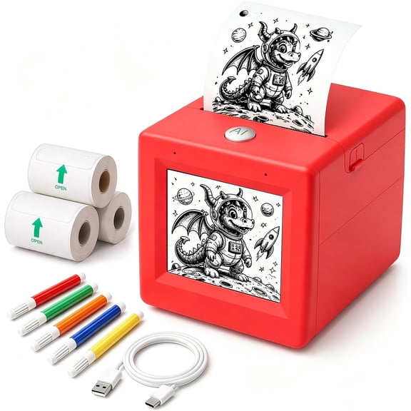 AI Voice Sticker Maker for Kids, Mini Inkless Thermal Printer, Portable Sticker Printer Machine Box for DIY Crafts, Journaling & Doodles, Birthday Toy Gift for Boys and Girls Ages 3+