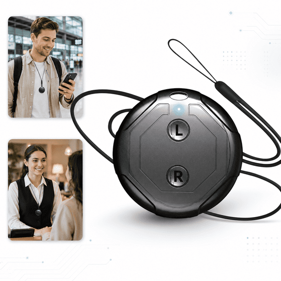 AI Wearable Language Translator Device, 165 Languages Real-Time Two-Way Voice Translation, 0.5s Low Latency, for Travel Work & Learning, Black