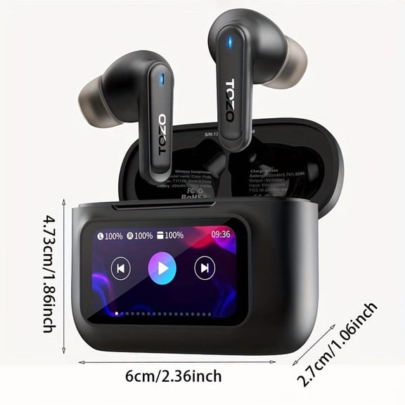 AI Wireless Earbuds with Touch Control, ANC, 4-Mic Call, Deep Bass, 32 EQ App, Long Battery & Conference Recording