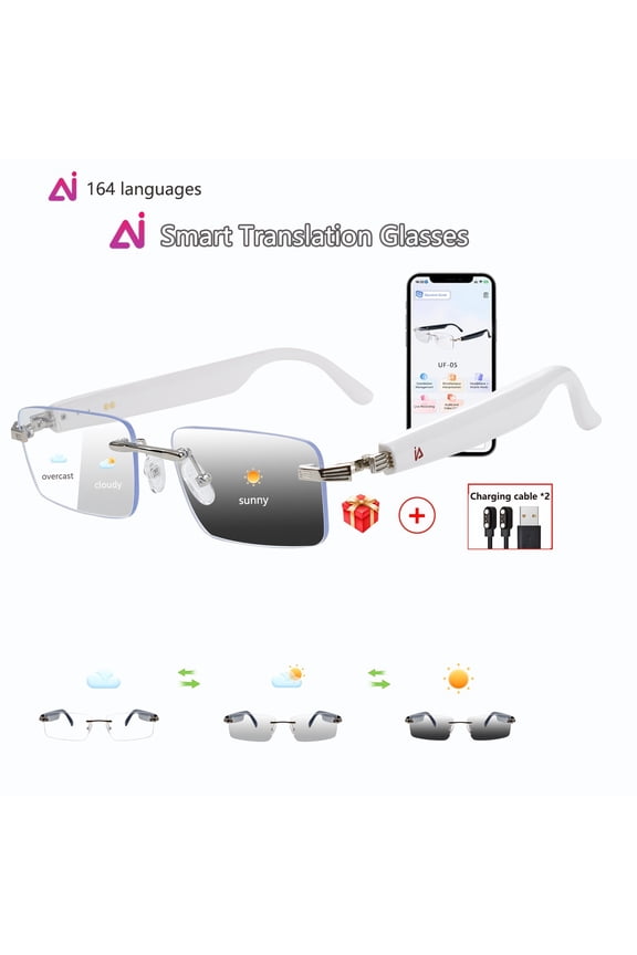AI smart Glasses with Real-Time 160 Language Translation, ChatGPT, HD Calls & Hi-Fi Music, Built-in Mic & Speaker for Men and Women