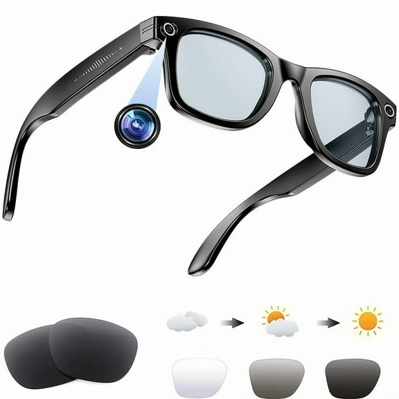 AI smart Translation Glasses, Photochromic + Stylish Lenses, Built-in Powerful AI System for Real-Time Translation & Meeting Summary, 8MP HD Camera with EIS Image Stabilization