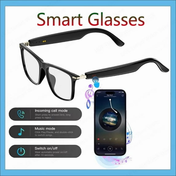 AI translation smart glasses, noise reduction for music calls, ultra long battery life for meeting recording, waterproof Bluetooth glasses