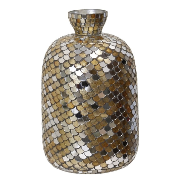 AI11395DS Stylecraft Home Collection Glass Vase-14 Inch Tall and 8.75 Inch Wide-Brown Mosaic Finish