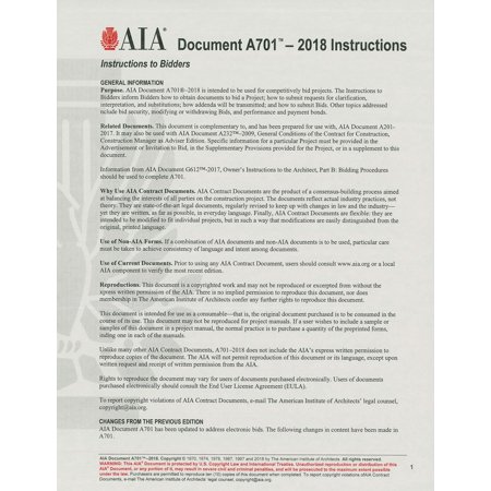AIA Documents A701 - Only Inlcudes A701 - 2018 General Conditions