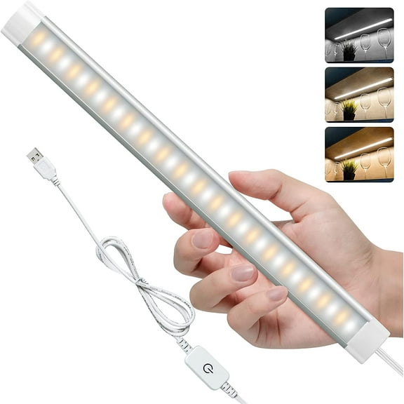 Dimmable USB-Powered LED Light Bar for Under-Counter Lighting in Kitchen, Shelf, or Cupboard – 11-Inch with 3 Color Options