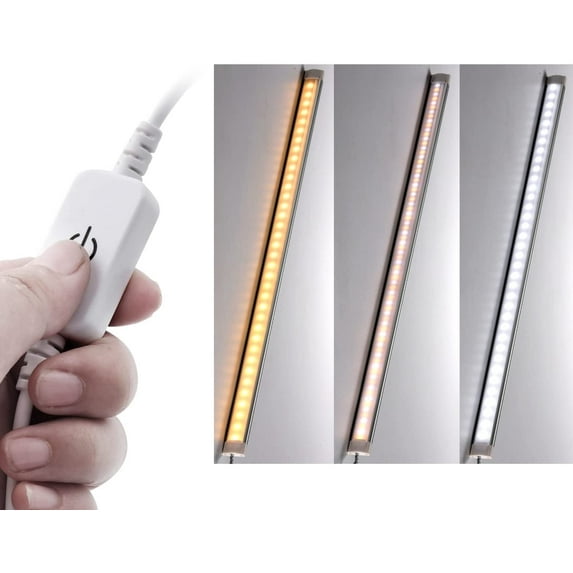 AIBOO 3 Color Temperature Under Counter Lights,USB Powered Strip Lights with Touch Sensor, 5W Closet Light Bar with ETL Plug for Kitchen, Cupboard, Shelf(20inch,2 Pack)