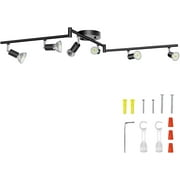 Aiboo Adjustable Dimmable Track Lighting Kit, Matt Black, 6-Light Ceiling Spot Fixtures for Kitchen & Hallway