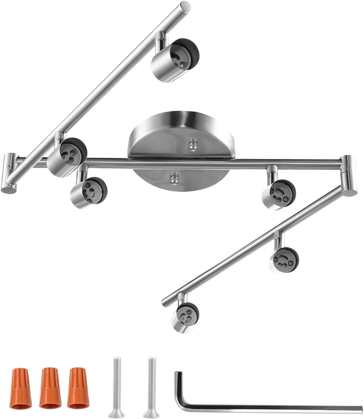 Aiboo Adjustable Dimmable Track Light with Spotlights, Satin Nickel, 6-Light Fixture (GU10 Bulbs Not Included)