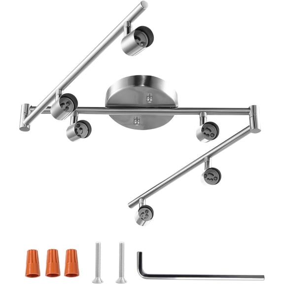 Aiboo Adjustable Dimmable Track Light Kit, Satin Nickel, 6-Light Foldable Ceiling Spot Light Fixture (GU10 Bulbs Not Included)