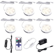 Aiboo Dimmable LED Under Cabinet Lighting Kit with Wireless Remote, 6 Ultra Slim Puck Lights, 12V Plug-in, Warm White