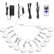 Linkable Under Cabinet LED Puck Lights - 12V Dimmable with Wireless RF Remote Control, Hardwired & Wall Plug-in for Kitchen Mood Lighting - Daylight White, 12 Light Kit