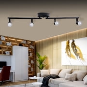 AIBOO Track Lighting Kit Foldable Ceiling Spot Light Fixtures GU10 LED or Halogen Competiable 4 Heads Black Matte