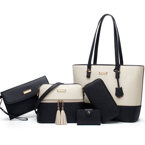 AICARE 5 Piece Purses for Women Handbag Set Satchel Shoulder Tote Bag with Wallet