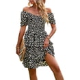 AICARE Summer Casual Dresses for Women Floral Pattern Ruffle Short ...