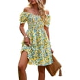 thumbnail image 1 of AICARE Summer Casual Dresses for Women Floral Pattern Ruffle Short Sleeve A Line Flowy Mini Dress, 1 of 10