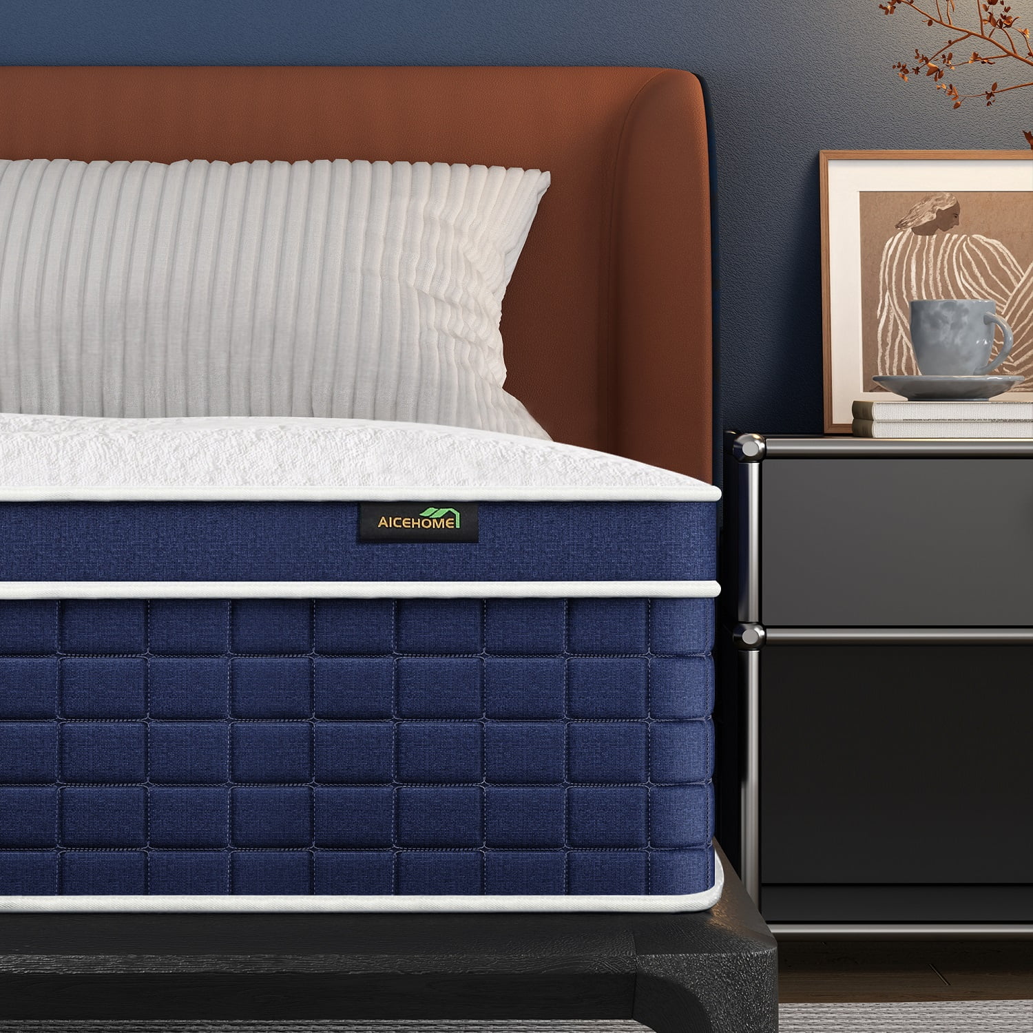 AICEHOME 14 inch Hybrid Mattress in a Box, Innerspring and Gel Memory