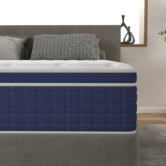 lemontalking 14 inch Hybrid Mattress in a Box, Innerspring and Gel Memory Foam Medium Firm, Queen Mattress