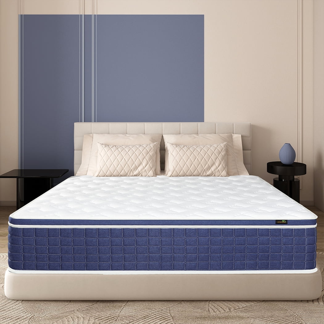 AICEHOME 14 inch Hybrid Mattress in a Box, Innerspring and Gel Memory