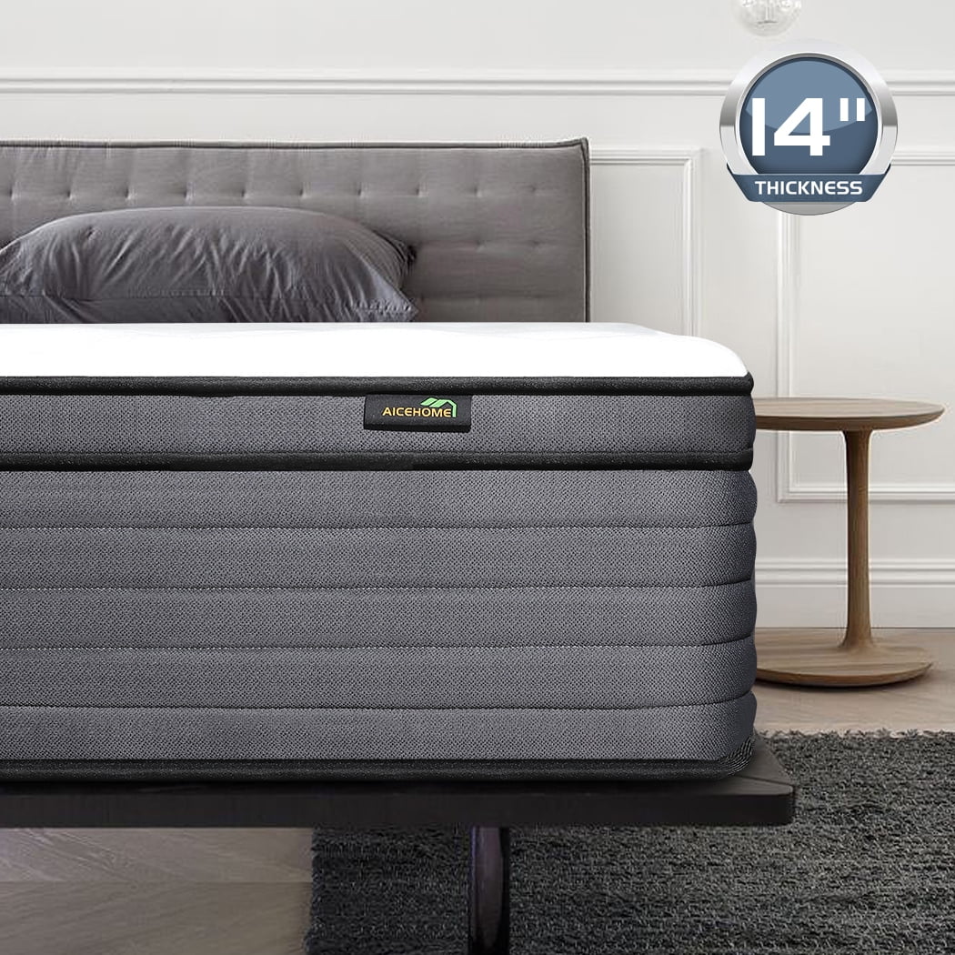 AICEHOME 14 inch Pocket Springs Gel Memory Foam, Hybrid Mattresses in a Box,King Mattress