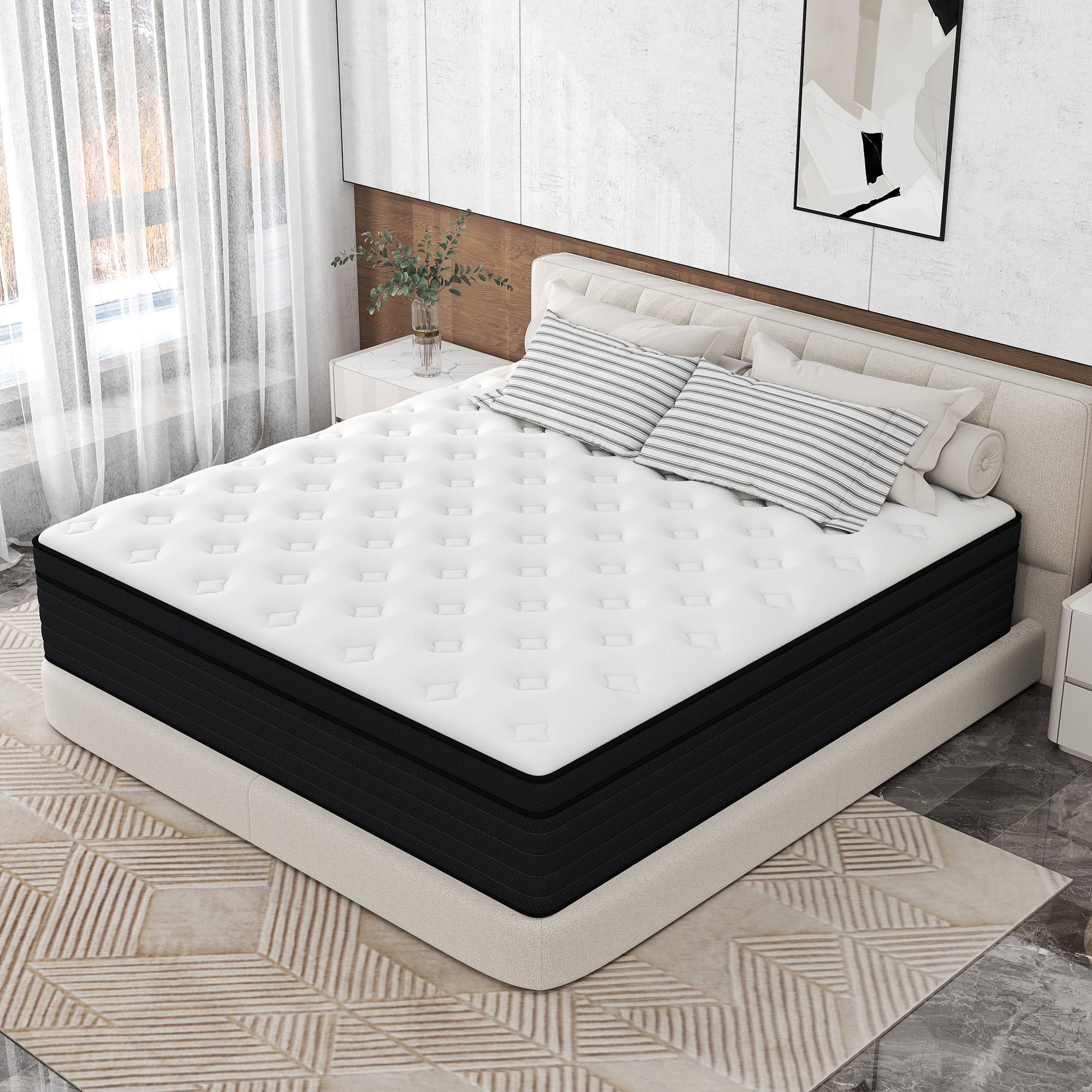 lemontalking Twin Mattress, 14 Inch Individual Pocket Springs with Gel Memory Foam, Medium Firm Mattresses in a Box, Hybrid Twin Size Mattress with Pressure Relief