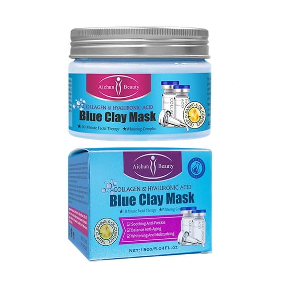 AICHUN BEAUTY Clay Face Mask Deep Cleansing Exfoliation Soothing Repair Remove Blackheads Facial Moisturizing Anti-Acne (COLLAGEN & HYALURONIC ACID (BLUE))