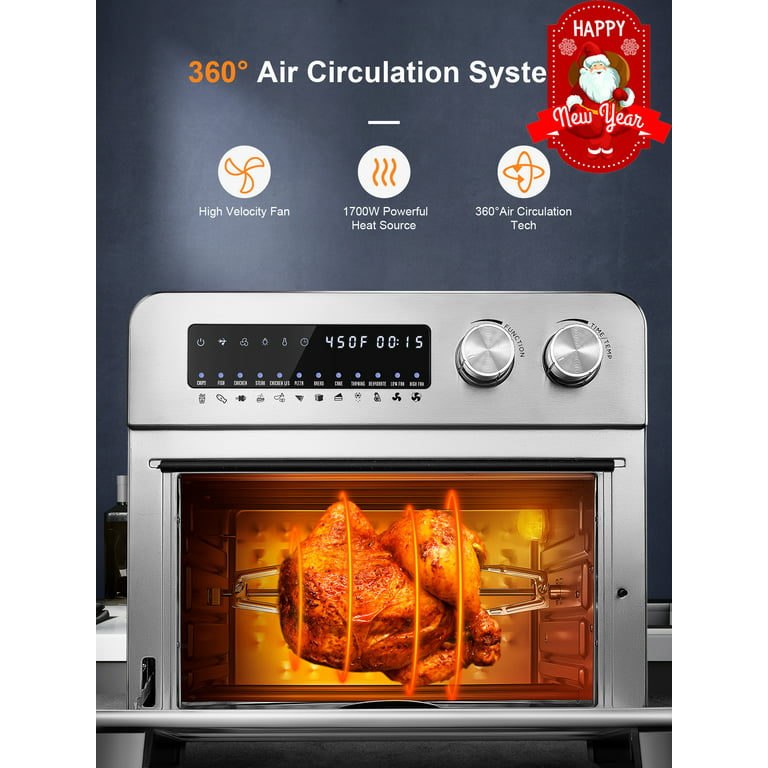 AICOOK 24 Quart 12 in 1 Large Capacity Air Fryer Oven, 1700w Large Digital  Led Screen Convection Oven, ​Extra Oven Gloves And 100 Recipes Included 