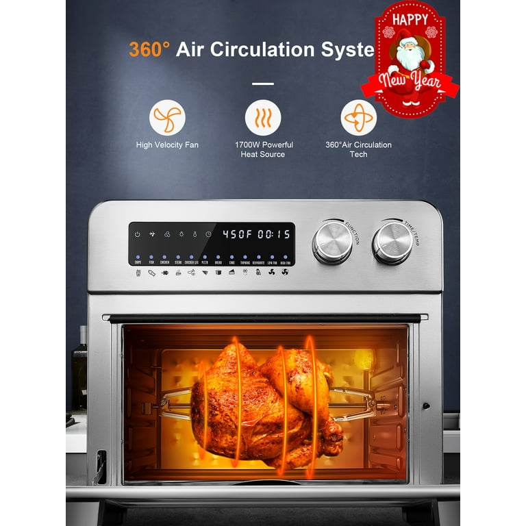 AICOOK 24 Quart 12 in 1 Large Capacity Air Fryer Oven, 1700w Large Digital  Led Screen Convection Oven, ​Extra Oven Gloves And 100 Recipes Included 