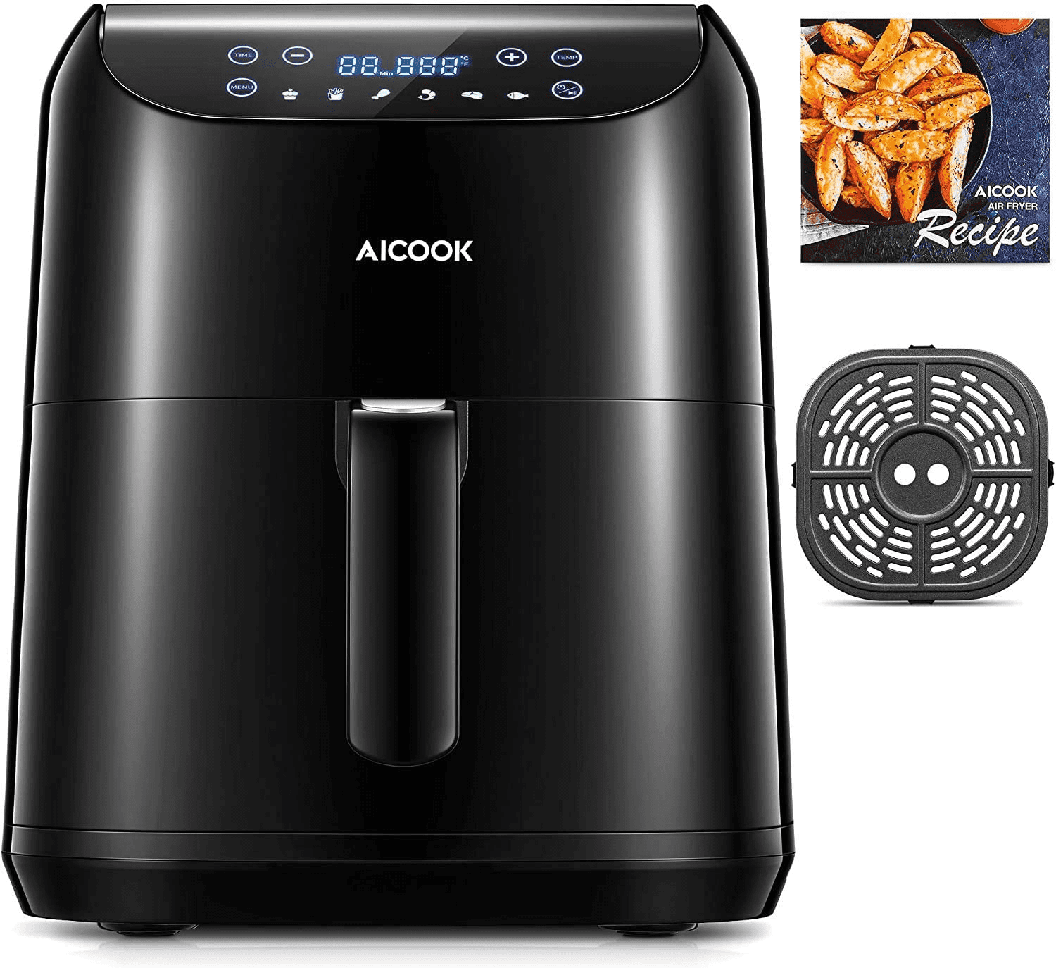 AICOOK Air Fryer, 5.8QT 1500W, 6 Presets, Timer, Preheat, Touchscreen