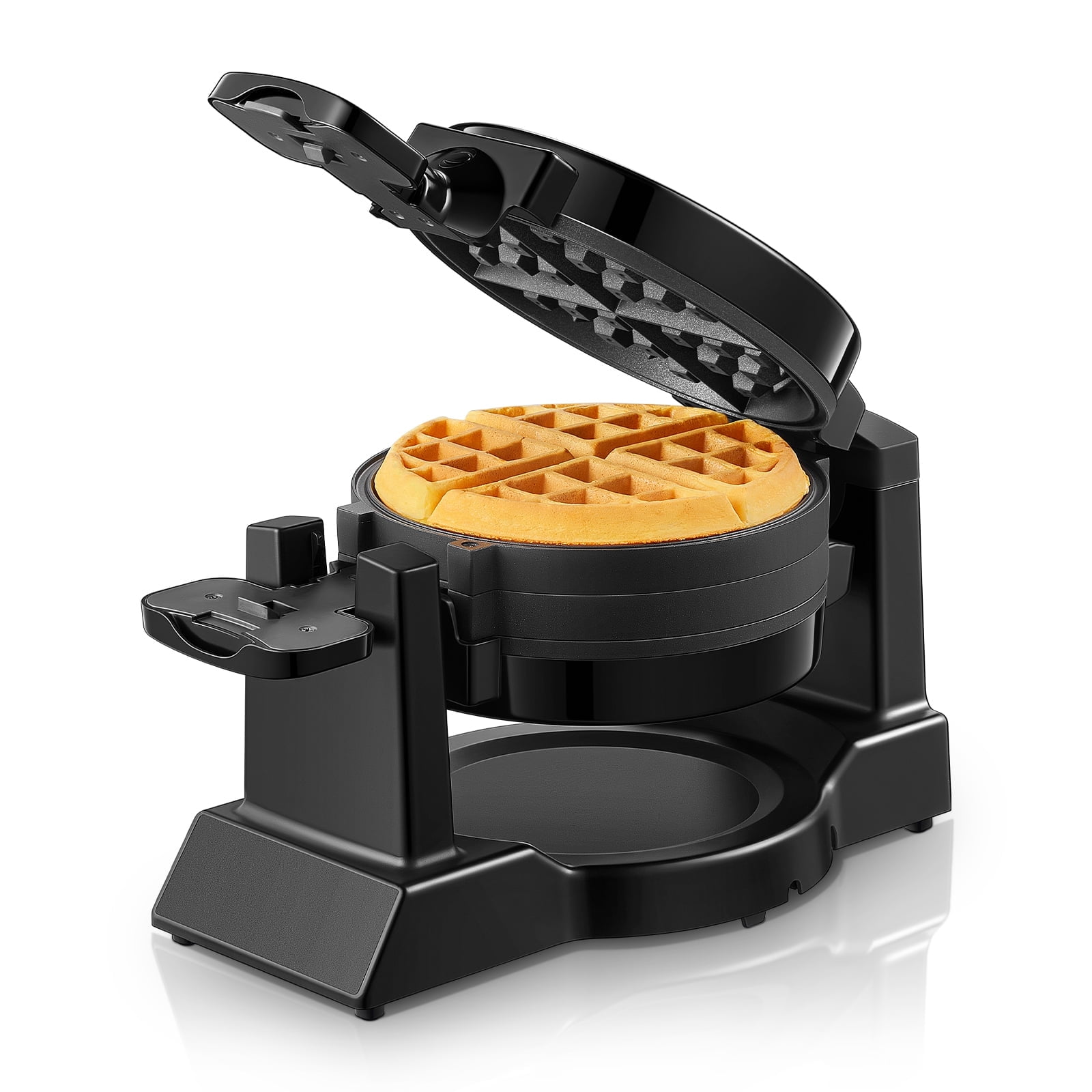 FOHERE 8 Slices Flip Electric Belgian Waffle Maker, Black